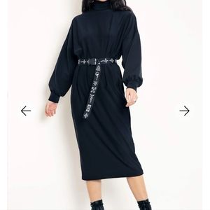 BLACKMILK NIGHT FLYER BELTED BATWING DRESS